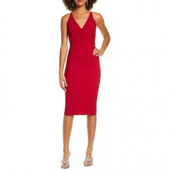 NEW Dress The Population Anita Low Back Sheath Dress Garnet M Red - Picture 1 of 12